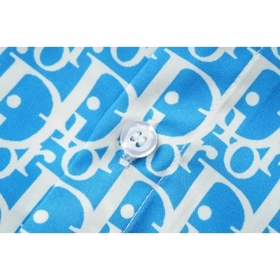 Рубашка Dior Repeating Logo And Edge Stripes "Blue" фото № 3
