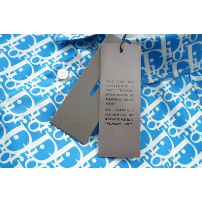 Рубашка Dior Repeating Logo And Edge Stripes "Blue" фото № 5