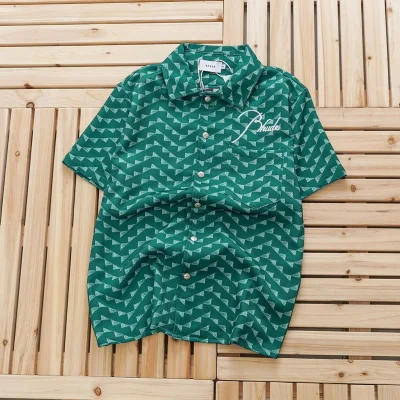 Рубашка Rhude With Print Of United Triangles "Green" фото № 2