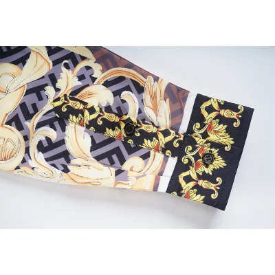 Рубашка Versace Cupids With Brand Patterns "Brown/black" фото № 4