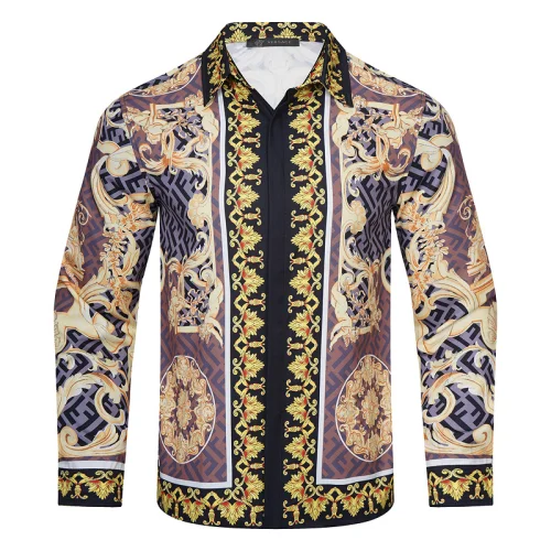 Рубашка Versace Cupids With Brand Patterns "Brown/black"