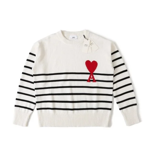 Свитер Amiri Striped With Red Logo "White"