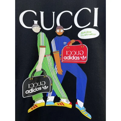 Свитшот Gucci X Adidas People With Brand Bags "Black" фото № 4