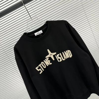 Свитшот Stone Island With Text Logo And Emblem — Single Color "Black" фото № 4