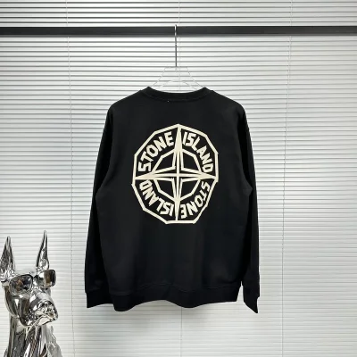 Свитшот Stone Island With Text Logo And Emblem — Single Color "Black" фото № 5