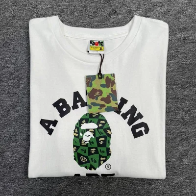 Футболка A Bathing Ape Green Monkey "White" фото № 8