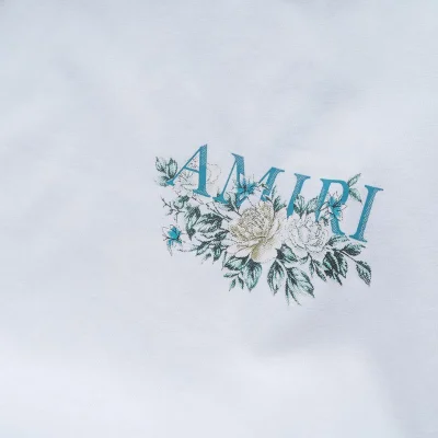 Футболка Amiri Logo With White Flowers "White" фото № 8