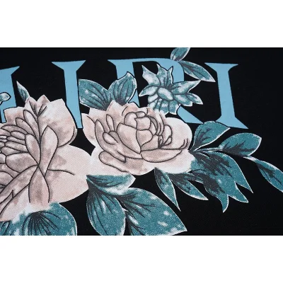 Футболка Amiri Logo Decorated With Flowers "Black" фото № 2