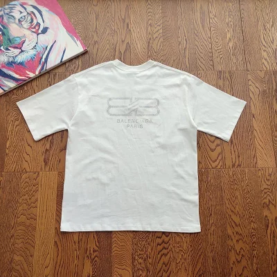 Футболка Balenciaga Rhinestone Letter Logo "White" фото № 2