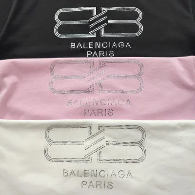 Футболка Balenciaga Rhinestone Letter Logo "White" фото № 4