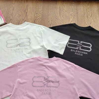 Футболка Balenciaga Rhinestone Letter Logo "White" фото № 5