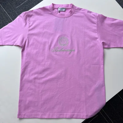 Футболка Balenciaga Signature And Brand Logo "Pink" фото № 5