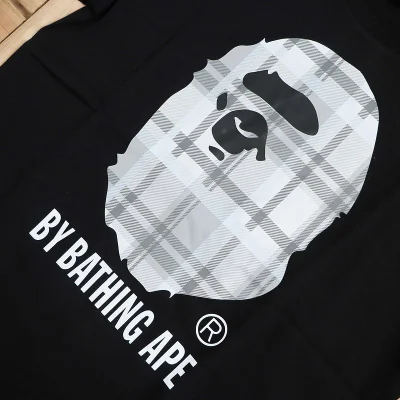 Футболка Bape Big Plaid Logo Front "Black" фото № 3
