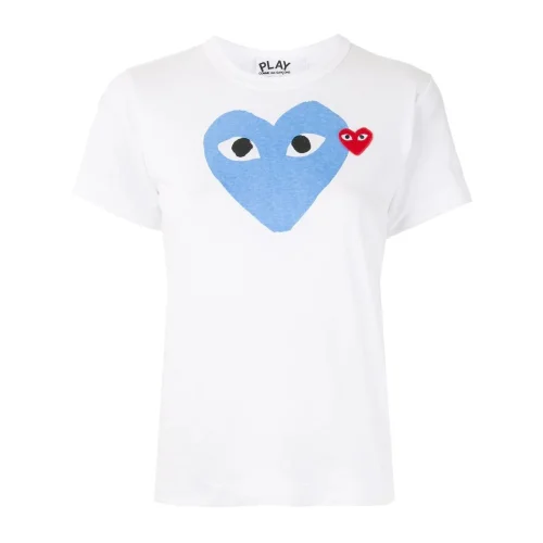 Футболка Comme des Garçons Play Blue Heart Eyes "White"
