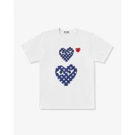 Футболка Comme des Garçons Play Polka Dot Blue Heart Eyes "White"