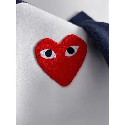 Футболка Comme des Garçons Play Big White Logo "Navy Blue" фото № 4