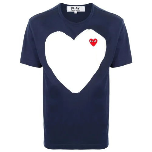 Футболка Comme des Garçons Play Big White Logo "Navy Blue"