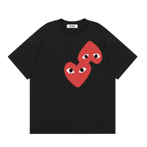 Футболка Comme des Garçons Play Double Red Heart Eyes "Black"