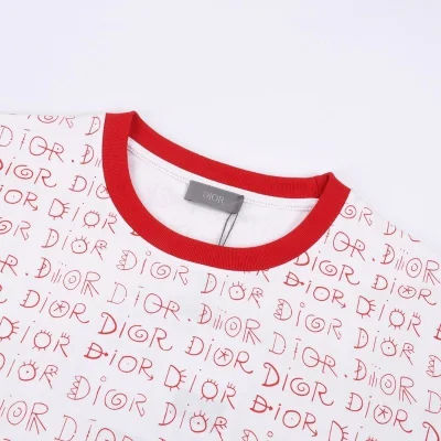 Футболка Dior Print With Text Of Brand Name "White/Red" фото № 2