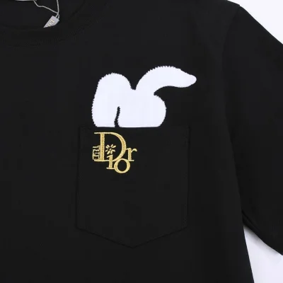 Футболка Dior Bunny In The Pocket "Black" фото № 5