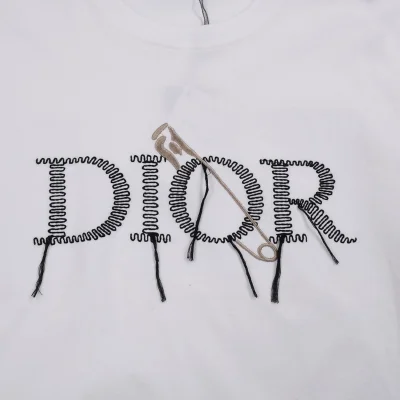 Футболка Dior Logo Made Of Thread With A Pin "White" фото № 5