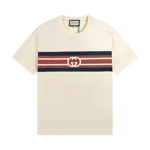 Футболка Gucci Made Of Cotton With Interlaced Letters "Beige"
