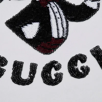 Футболка Gucci Print Of Rabbit Made Of Sequins "White" фото № 3