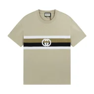 Футболка Gucci Four Stripes And Logo "Beige/Gray"