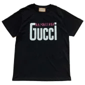 Футболка Gucci X Balenciaga Large Text Logos "Black"