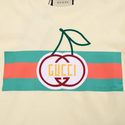 Футболка Gucci Cherry Logo "Beige" фото № 7