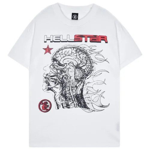 Футболка Hellstar Skull With Logo Front Print "White"