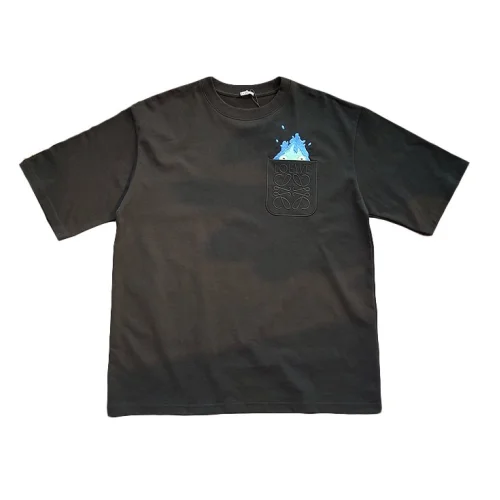 Футболка Loewe With Logo On The Pocket And Fire Pattern "Black"
