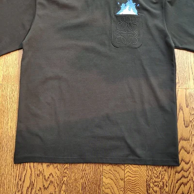 Футболка Loewe With Logo On The Pocket And Fire Pattern "Black" фото № 5