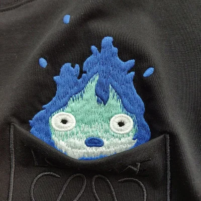 Футболка Loewe With Logo On The Pocket And Fire Pattern "Black" фото № 8