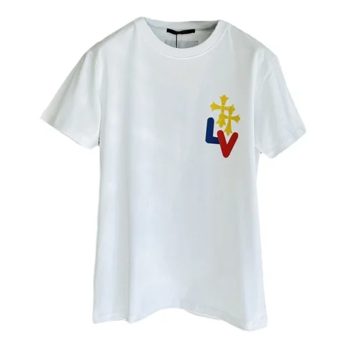 Футболка Louis Vuitton X Chrome Hearts With Color Logos Of Two Brands "White"