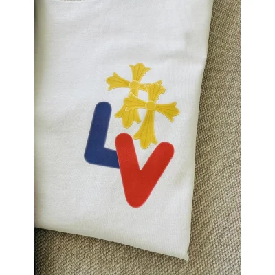Футболка Louis Vuitton X Chrome Hearts With Color Logos Of Two Brands "White" фото № 4
