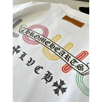Футболка Louis Vuitton X Chrome Hearts With Color Logos Of Two Brands "White" фото № 2