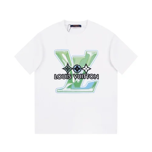 Футболка Louis Vuitton With Colorful Light Green Logo "White"