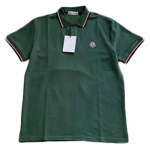 Поло Moncler Edge Decorated By Two Stripes And Small Logo "Green"