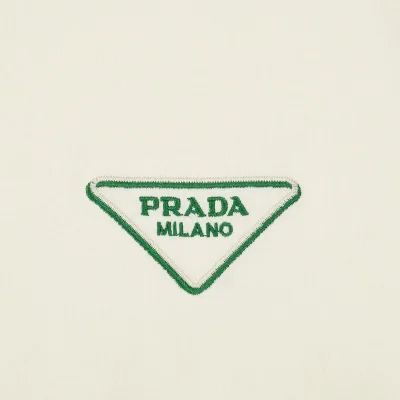 Футболка Prada Green Triangular Brand Logo "Cream" фото № 6