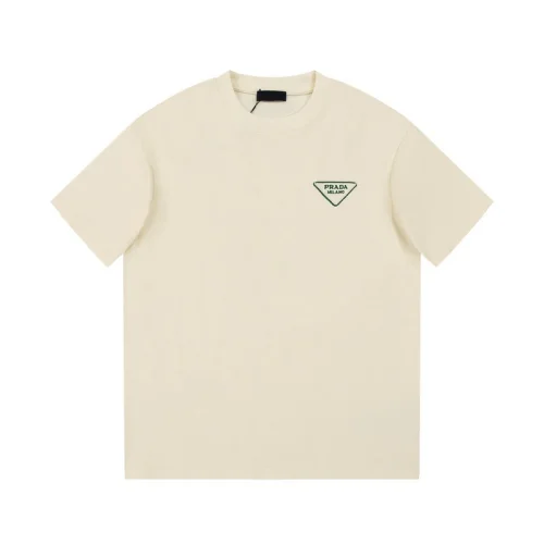 Футболка Prada Green Triangular Brand Logo "Cream"