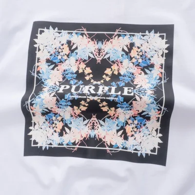 Футболка Purple Brand Rectangle Decorated By Flowers "White" фото № 3