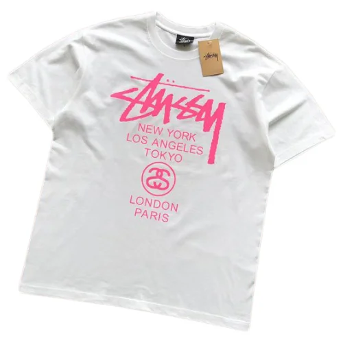 Футболка Stussy Colorful Cities List Under Logo "White"