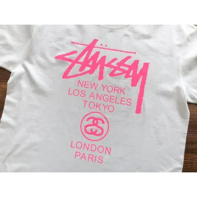 Футболка Stussy Colorful Cities List Under Logo "White" фото № 3