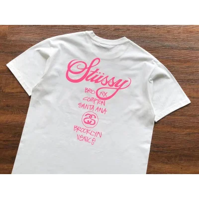 Футболка Stussy Colorful Cities List Under Logo "White" фото № 6
