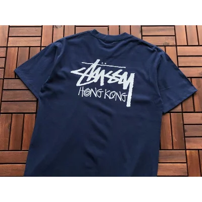 Футболка Stussy Logo And Inscription Hong Kong "Blue" фото № 2
