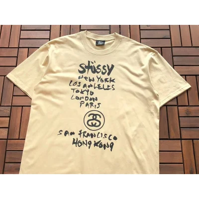 Футболка Stussy List With Cities And Letter With Mirror Image "Brown" фото № 5