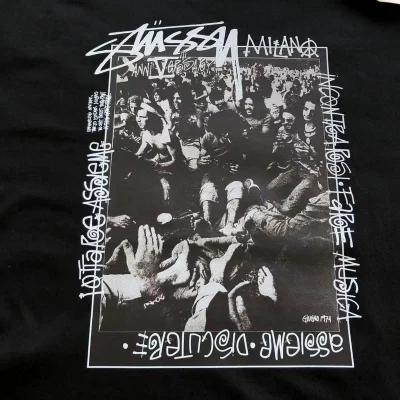 Футболка Stussy Print With People In Square With Lettering Around "Black" фото № 3