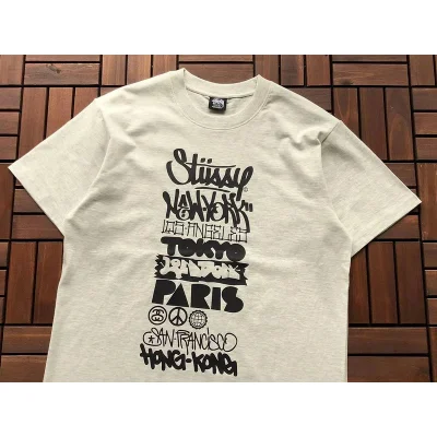 Футболка Stussy Front Lettering In Rectangle "Beige" фото № 2