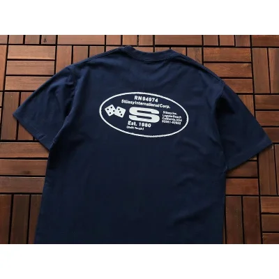 Футболка Stussy Lettering And Playing Cubes In Oval "Blue" фото № 4
